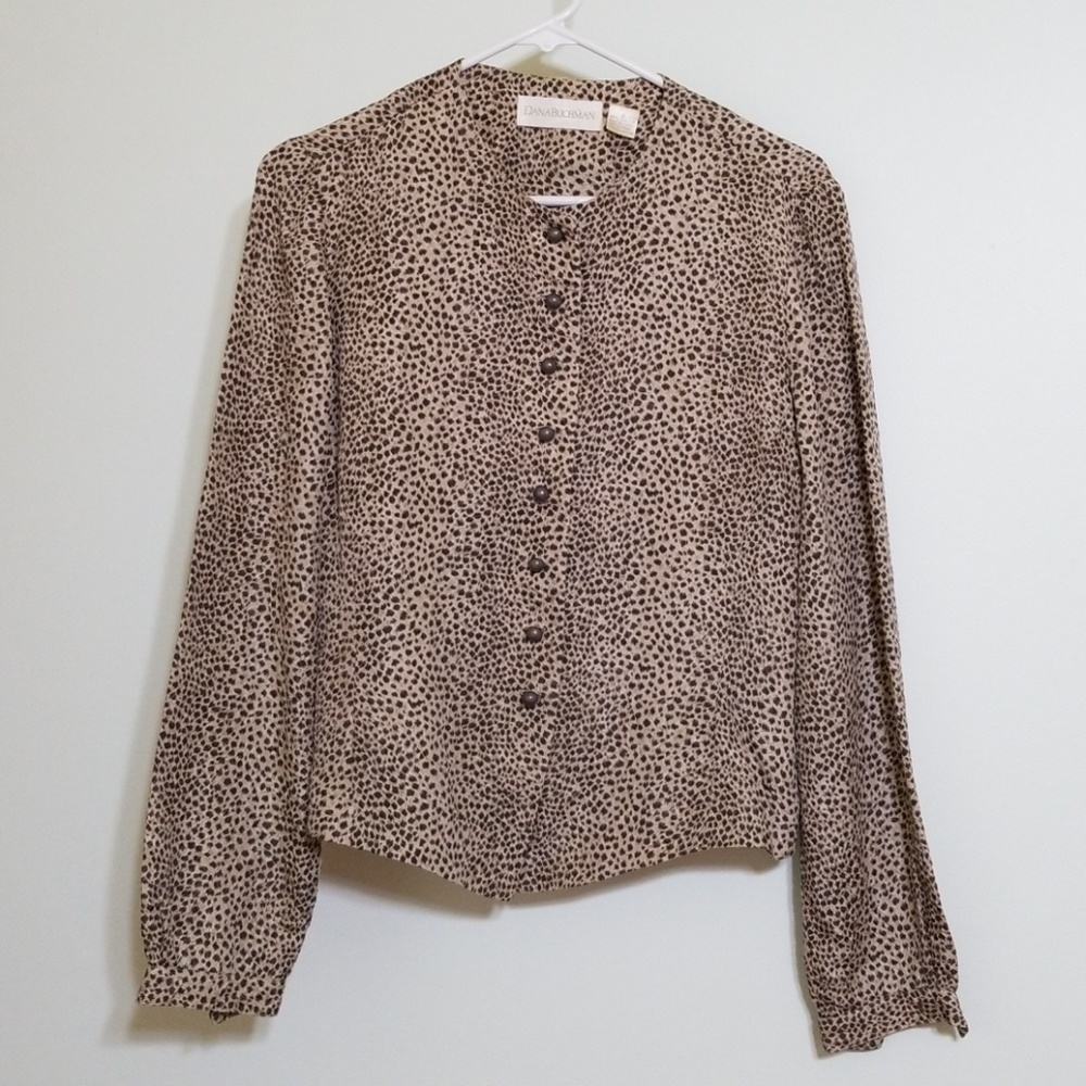 Dana Buchman Leopard Print Silk Blouse